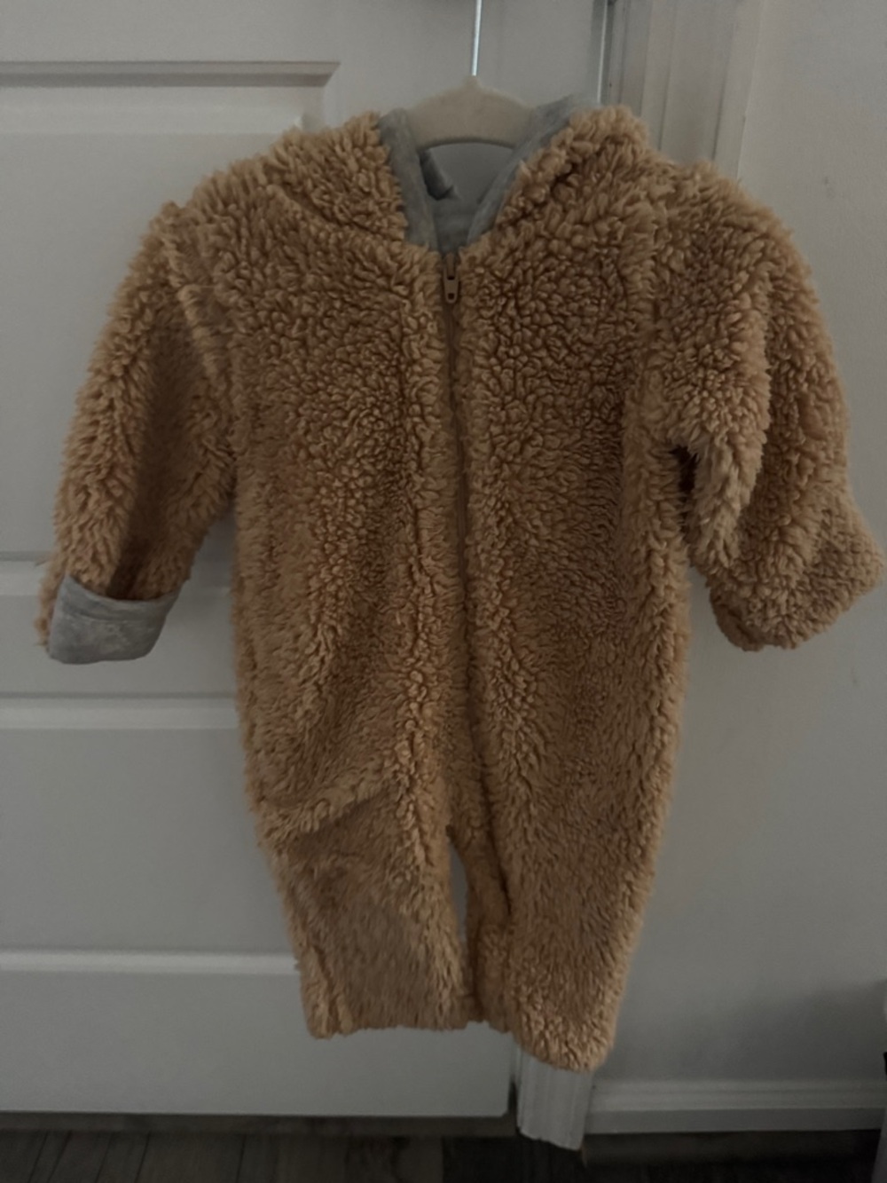 Cozy Teddy Fleece Kids One-Piece in Camel
